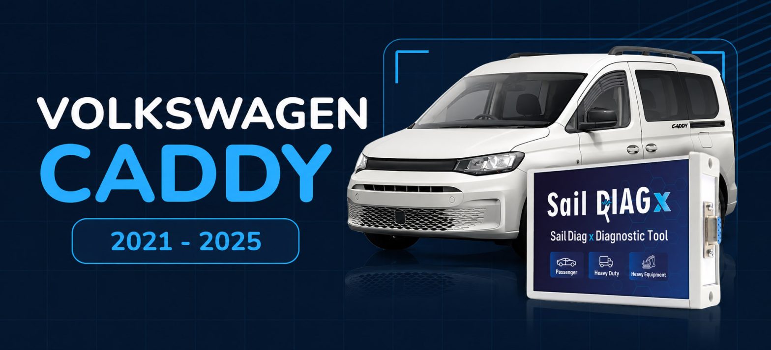 Volkswagen Caddy 2021-2025 arıza tespit için Sail Diag X cihazı